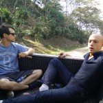 Riding in the back of the truck on the coffee plantation tour.